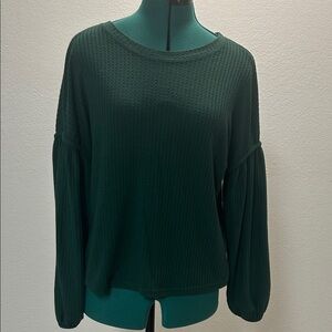 Dark Green Waffle Knit Sweater
